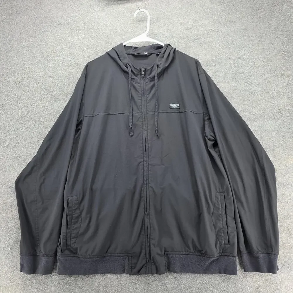 TravisMathew Jacket Mens XL Black Hooded Full Zip Softshell Golf Windbreaker